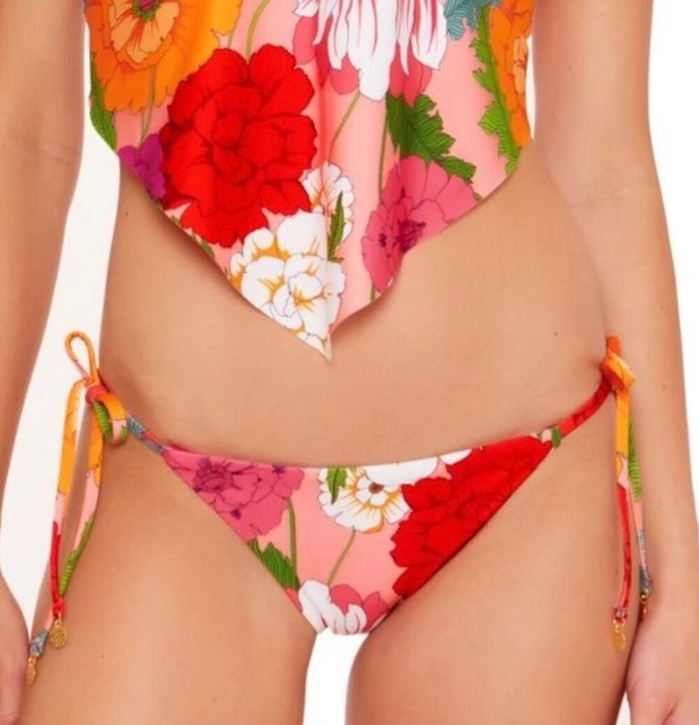 Trina Turk Sunny Bloom Tie Side Hipster Bikini Bottom 8 NWT